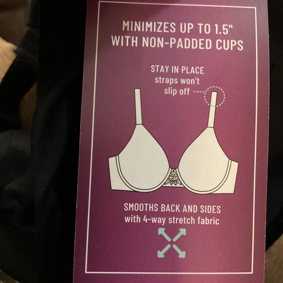 Vanity Fair Black Minimizer Bra, 34G - Picture 6 of 8